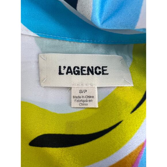 L’AGENCE Tyler Silk Charmeuse Blouse Multi Kaleidoscope Size Small - Picture 10 of 13